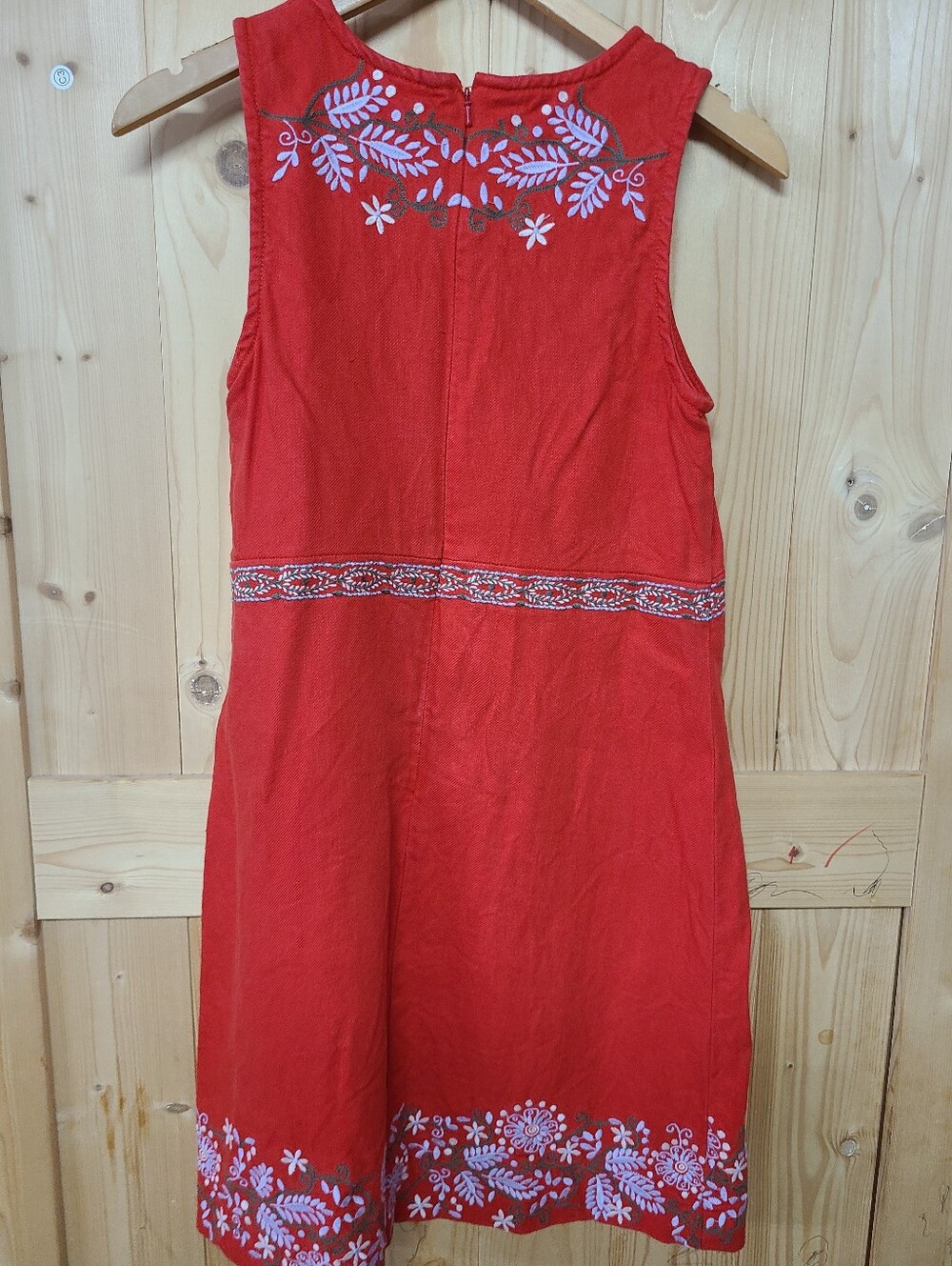 Anthropologie Red Sleeveless Dress With Embroidery Detail. - Picture 5 of 7